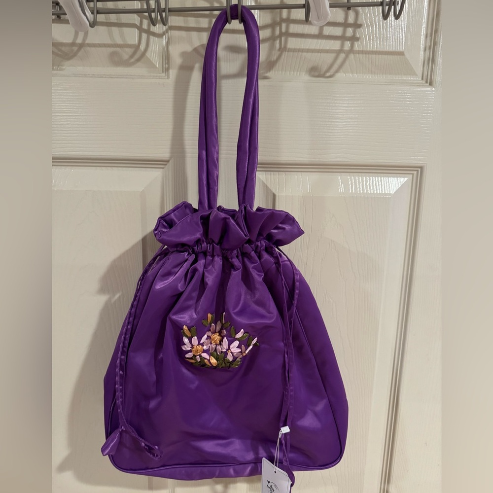 Floral Pettern Handbag, Women's Fashion Nylon Drawstring  Bag